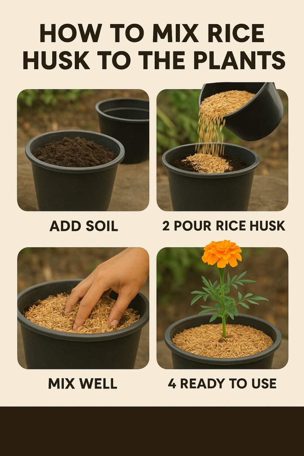 RICE HUSK /100% Organic Mulch & Soil Enhancer for Gardening, Potting Soil Husk  (2 kg, Granules) - Image 3